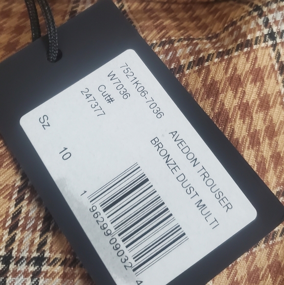 $249 PAIGE Avedon Plaid Wide Leg Trousers in Bronze Dust Multi - Picture 11 of 12